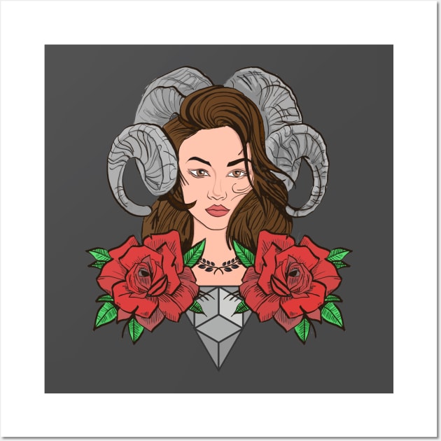 Horned Woman Wall Art by dankdesigns